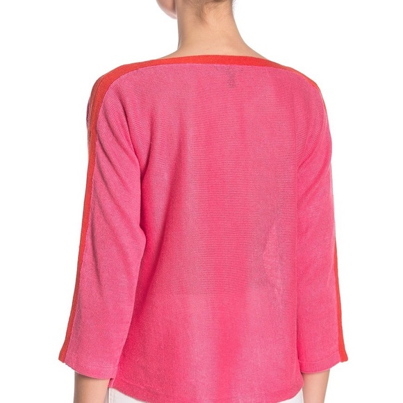 NWT Eileen Fisher Organic Linen Colorblock Box Top - Picture 4 of 7